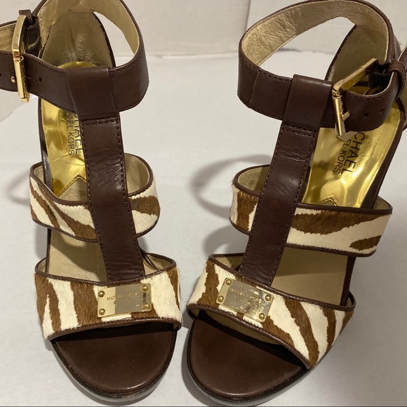 MICHAEL KORS ZEBRA CALF HAIR/LEATHER PLATFORMS - Picture 1 of 9